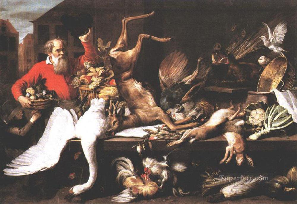 市場の死んだ獲物の果物と野菜のある静物 フランス・スナイダーズ油絵
